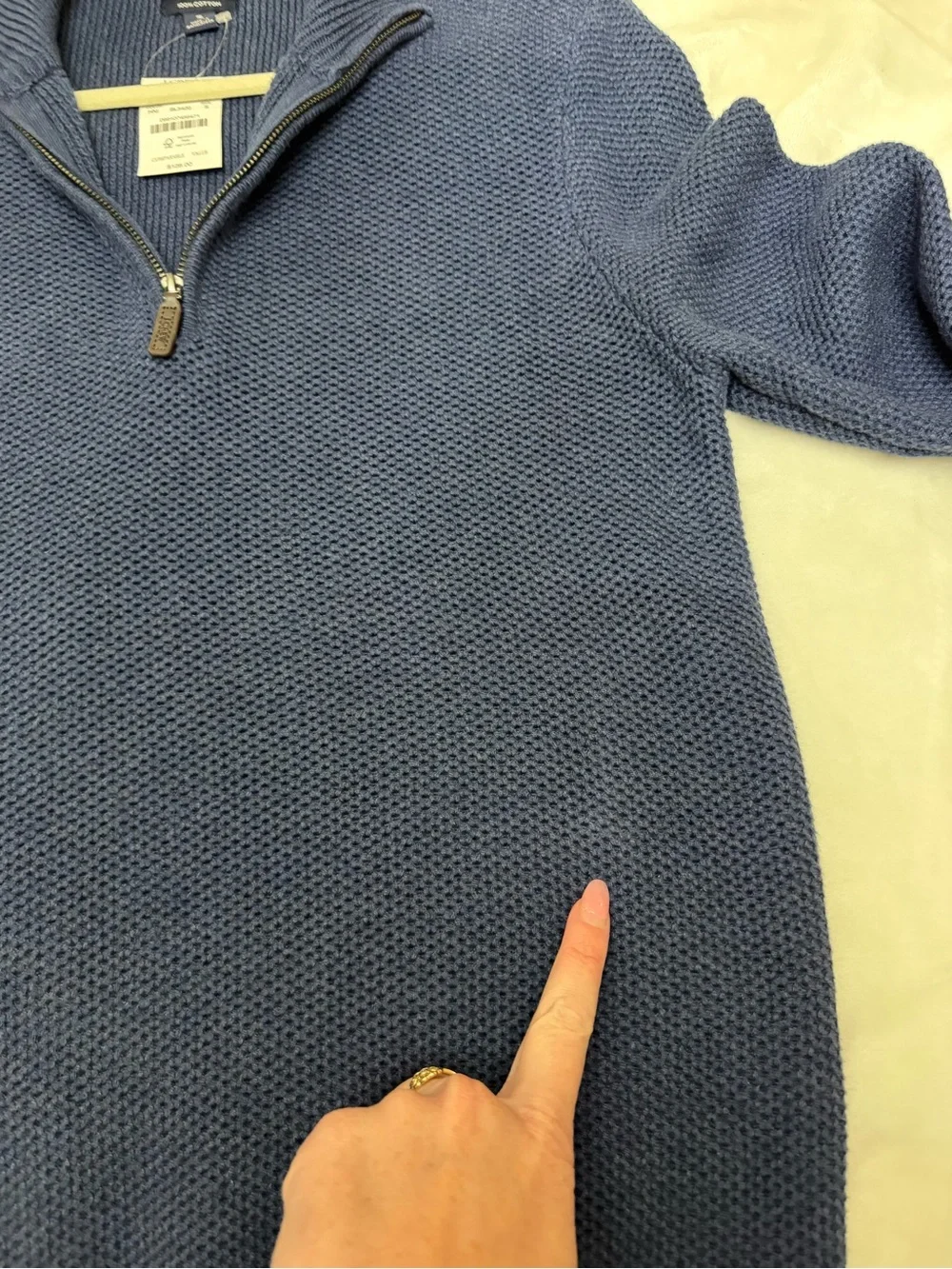 J.Crew Men’s Honeycomb Cotton Quarter Zip Sweater Blue NWT Small preppy coastal